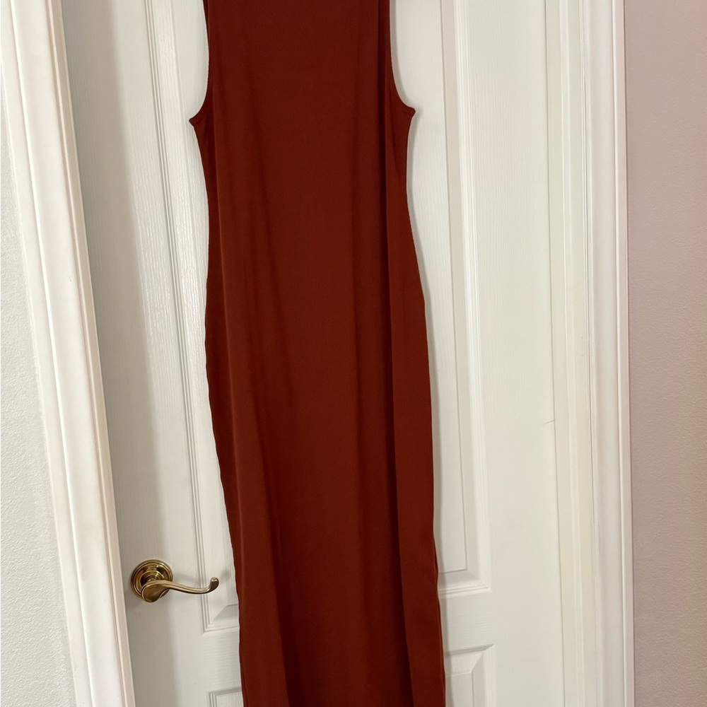 Sezane Rust Button-Front Midi Dress - Picture 6 of 13